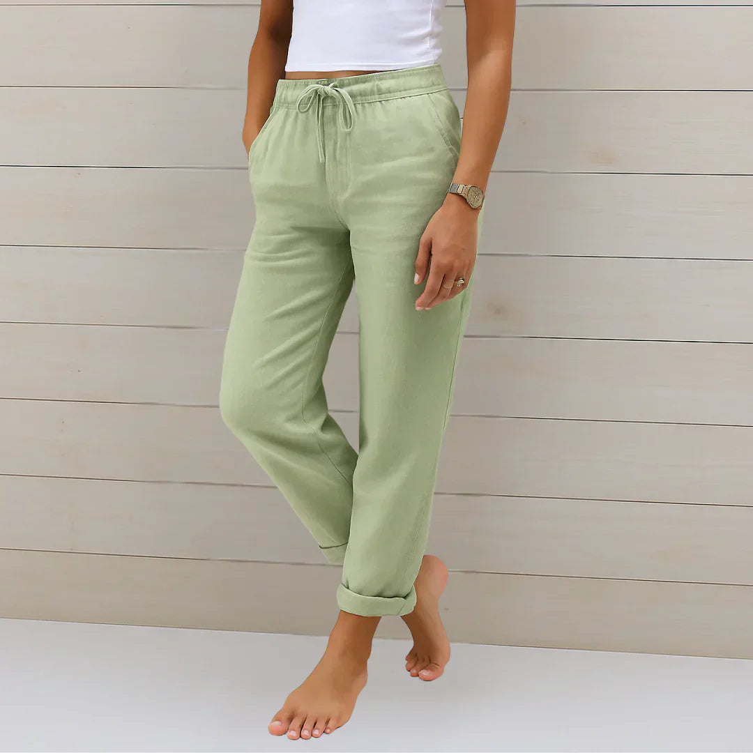 Dorothea – Ademend Dames Linnen Stretch Broek
