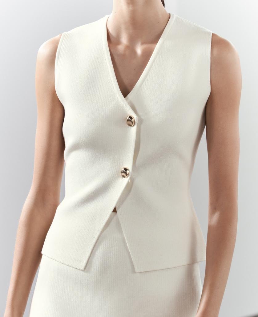 Clara – Mouwloos Dames Gilet Top met Knoopsluiting