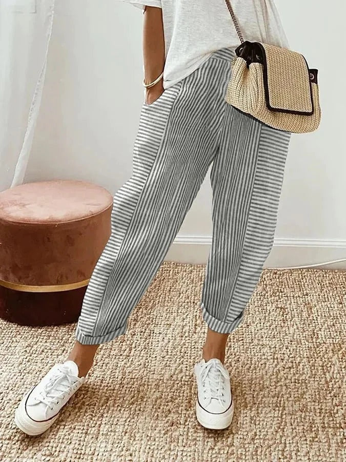 Isabella – Relaxed-Fit Gestreepte Damesbroek