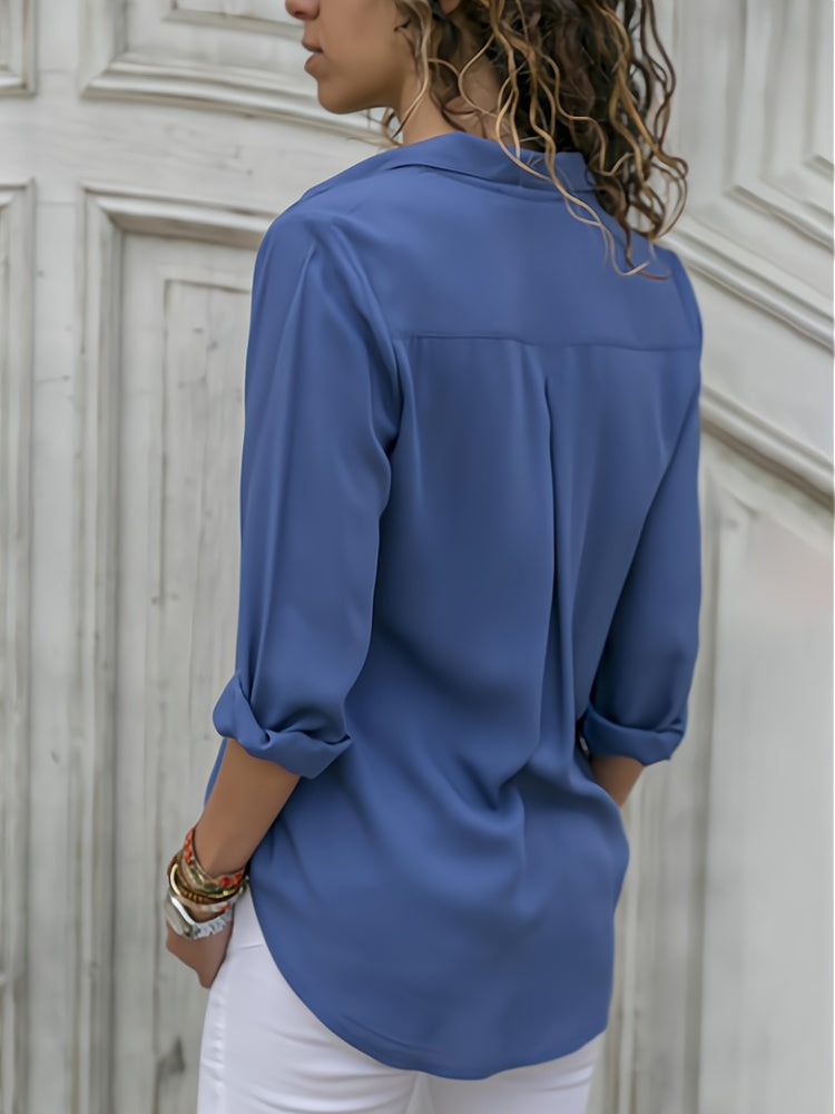 Calisa – Soepelvallende Damesblouse met Knoopsluiting