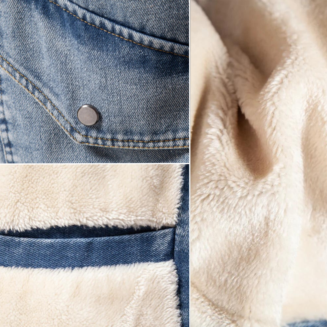 Lorenzo – Heren Denim Jack met Warme Sherpa Voering