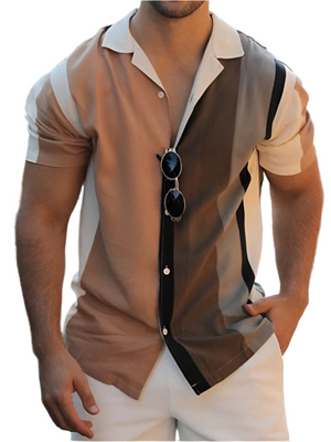 Lorenzo – Stijlvol Gestreept Heren Overhemd met Korte Mouwen