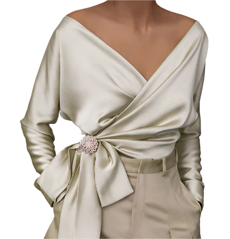 Isabella – Elegante Zijde V-Hals Blouse voor Dames