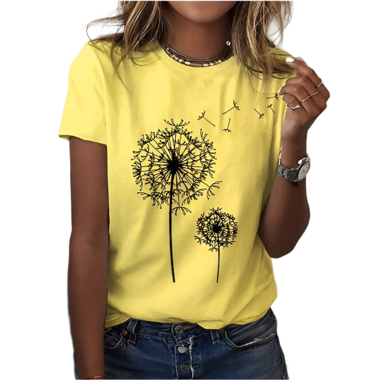 Isabella – Droomachtig Paardenbloem T-shirt voor Dames