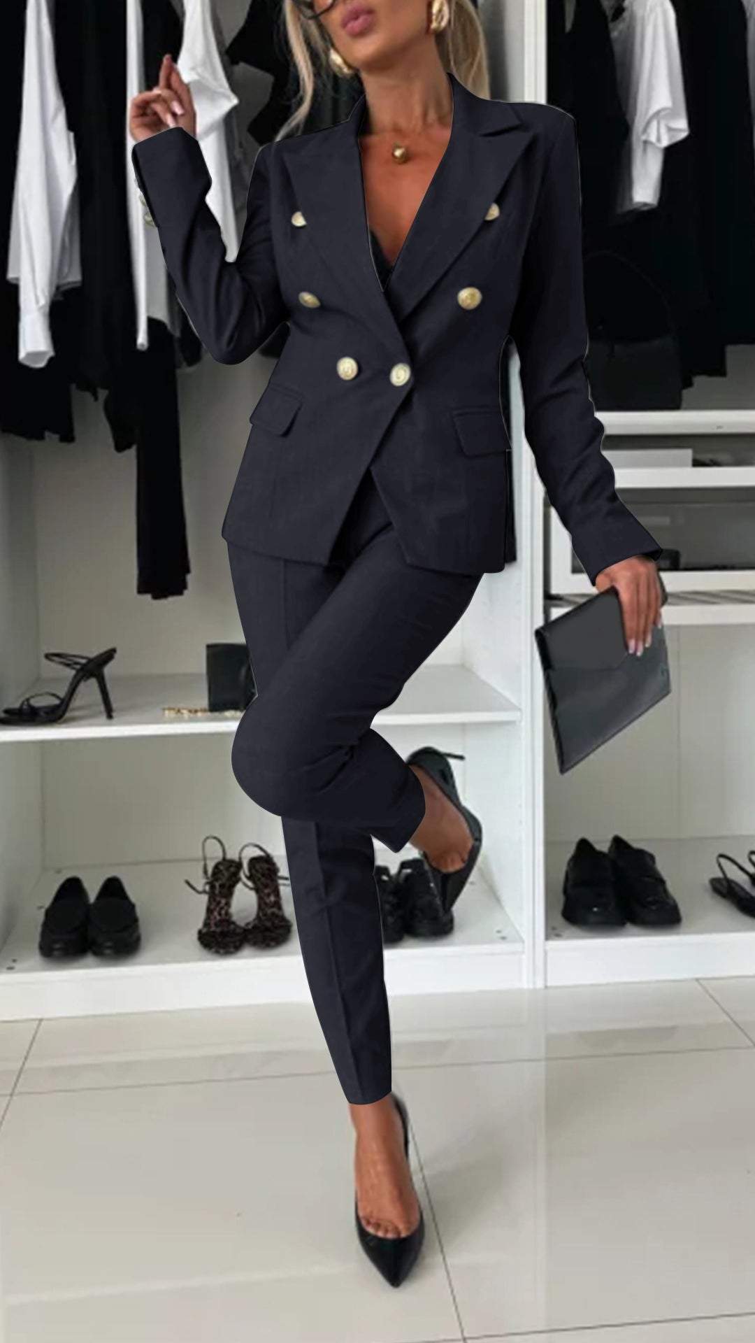GinevraVitale Revers Lange Mouw Elegant Pak