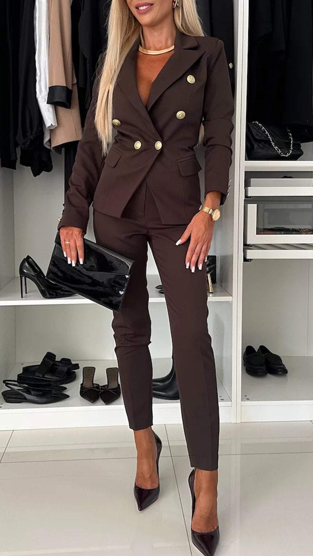 GinevraVitale Revers Lange Mouw Elegant Pak