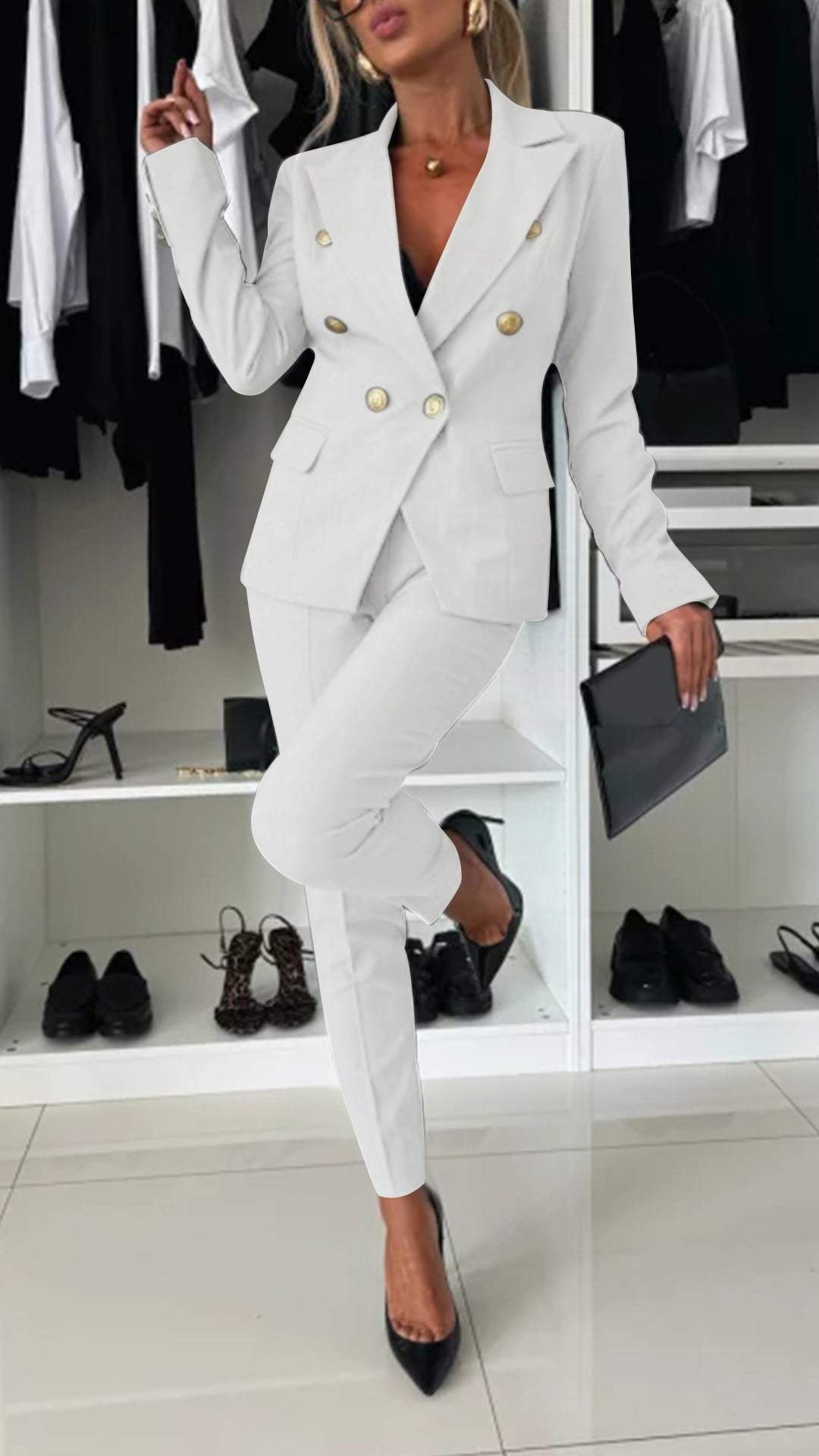 GinevraVitale Revers Lange Mouw Elegant Pak