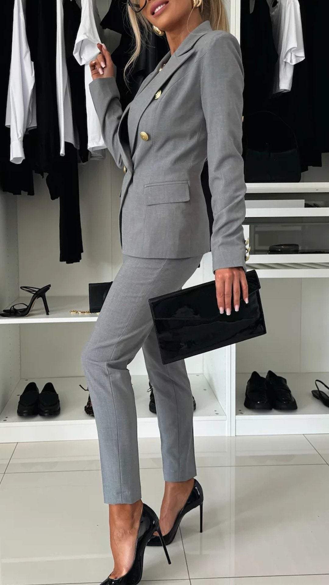 GinevraVitale Revers Lange Mouw Elegant Pak