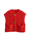 LiviaGreco Dames Zakloze Mouwloze Gebreide Cropped Cardigan