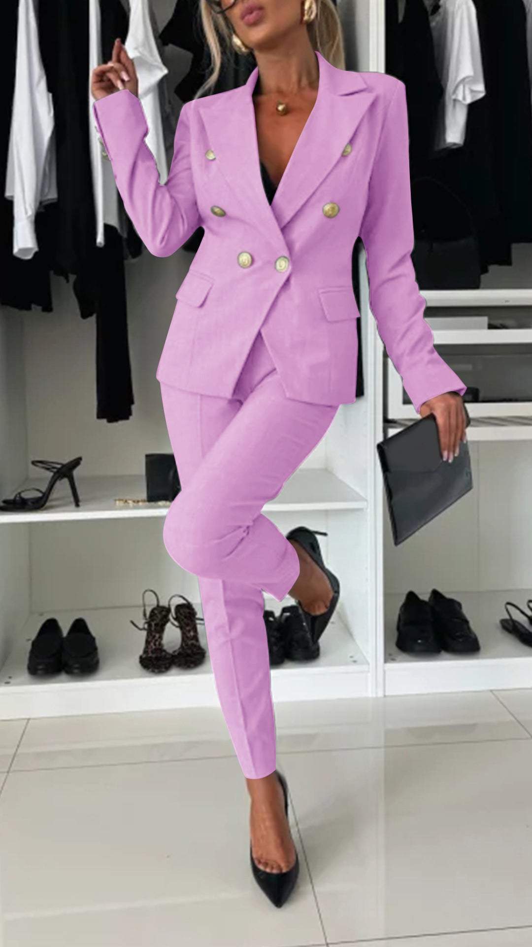 GinevraVitale Revers Lange Mouw Elegant Pak