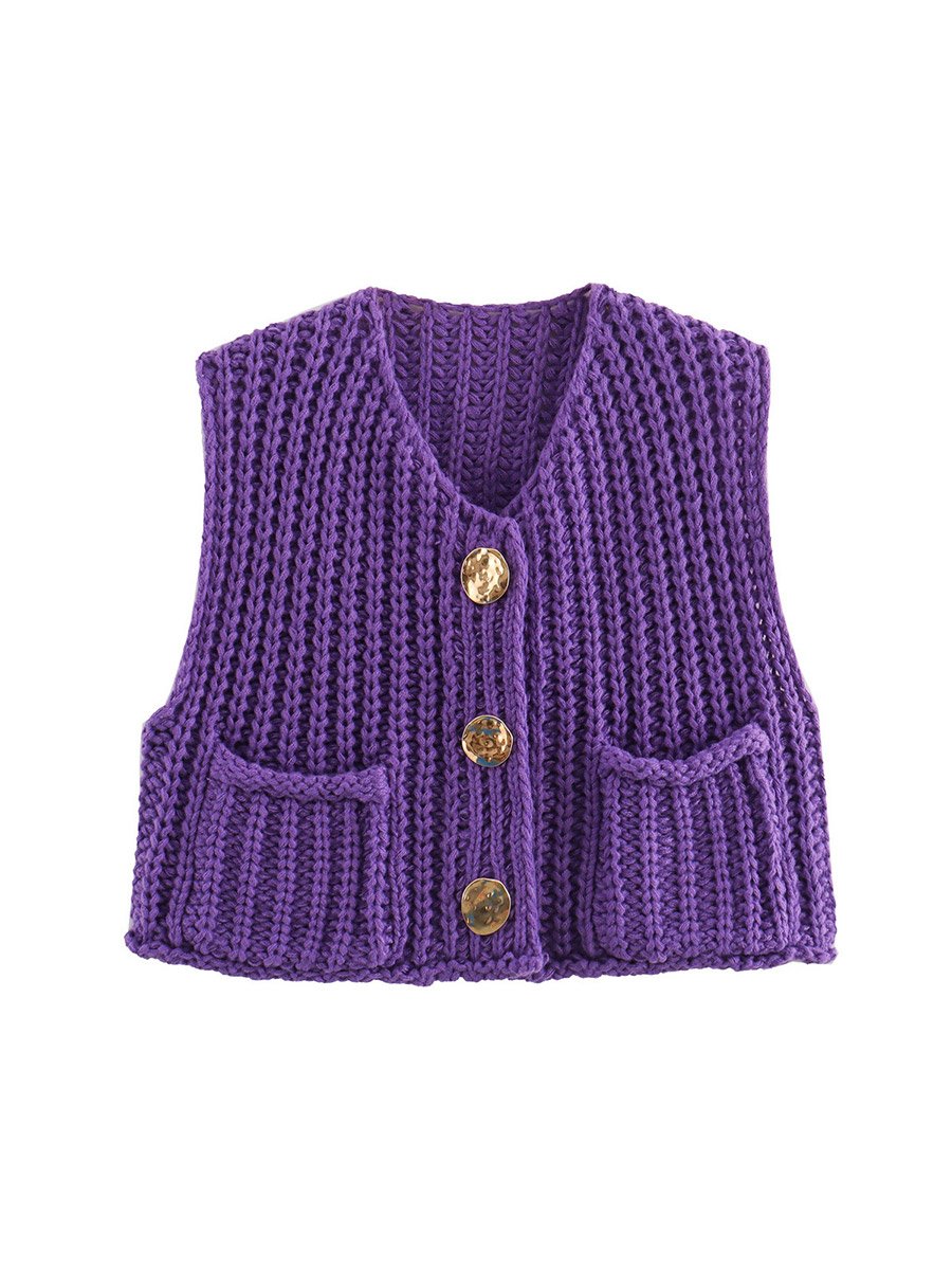 LiviaGreco Dames Zakloze Mouwloze Gebreide Cropped Cardigan