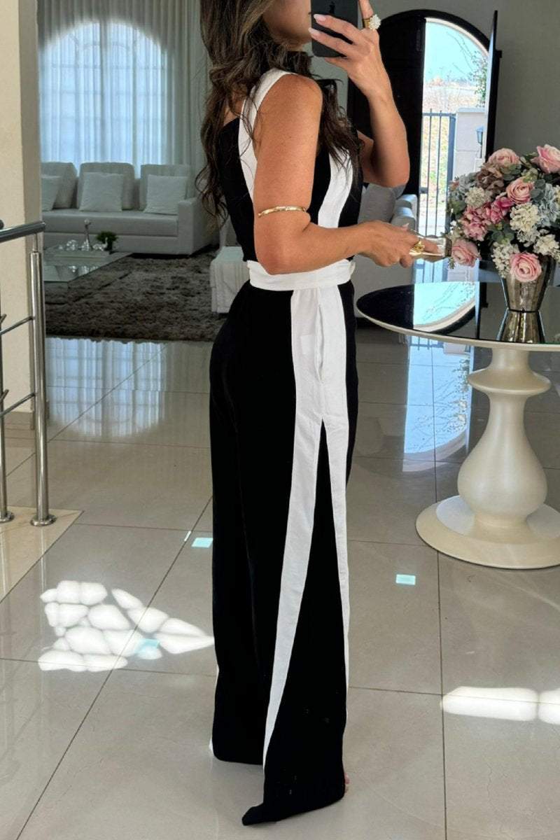 ElenaRusso Kleur Mouwloos Jumpsuit
