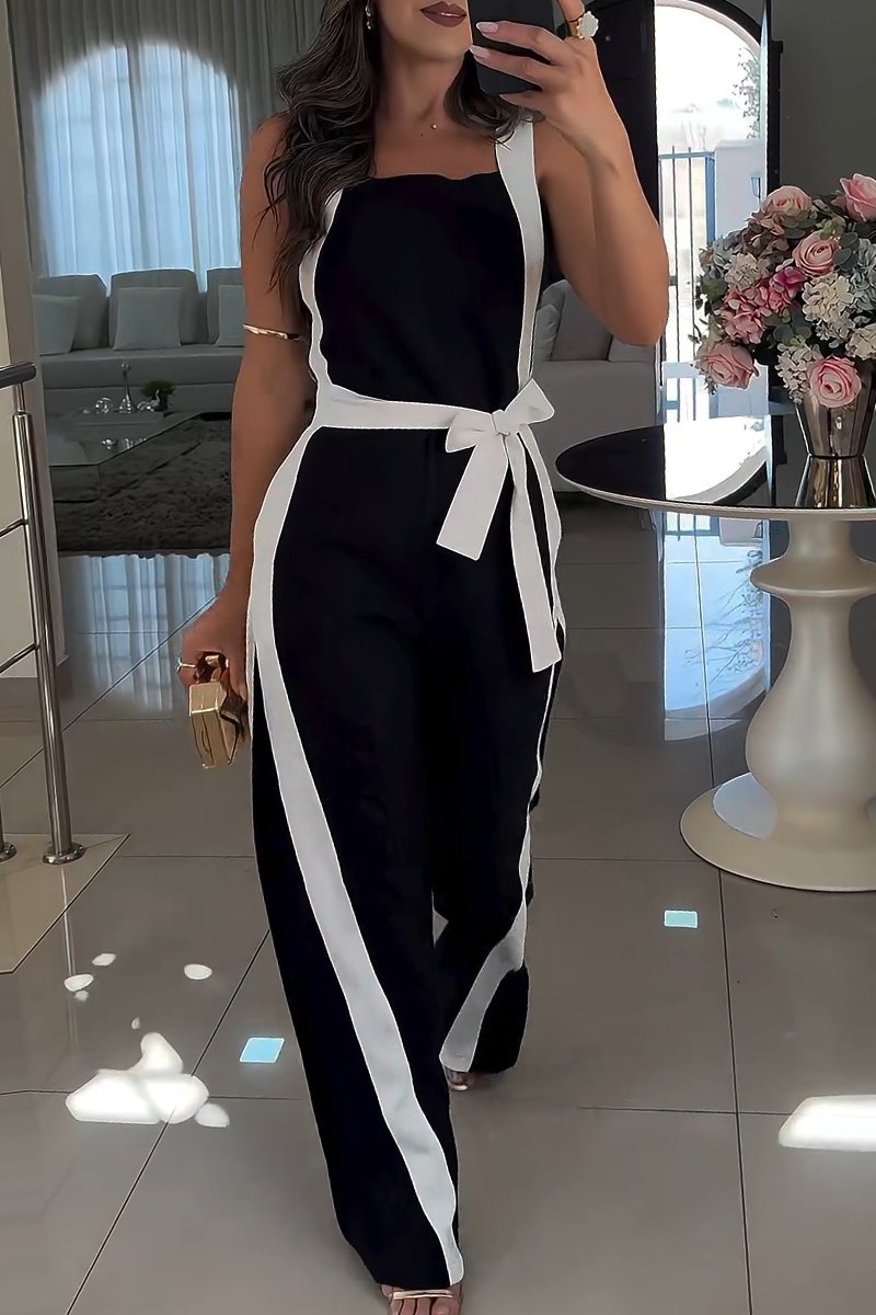 ElenaRusso Kleur Mouwloos Jumpsuit