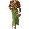 Isabella – Lange Groene Rok met Suède Look voor Dames