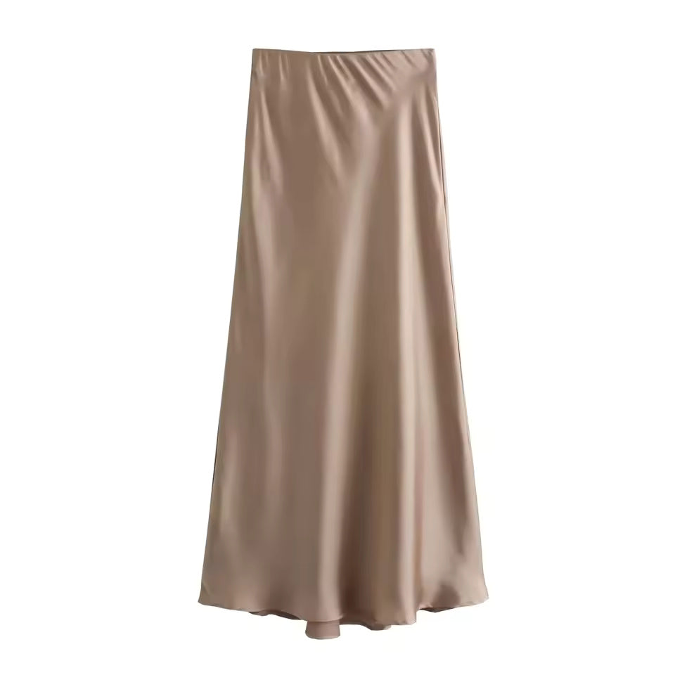 Isabella – Satijnen A-Lijn Damesrok met Hoge Taille