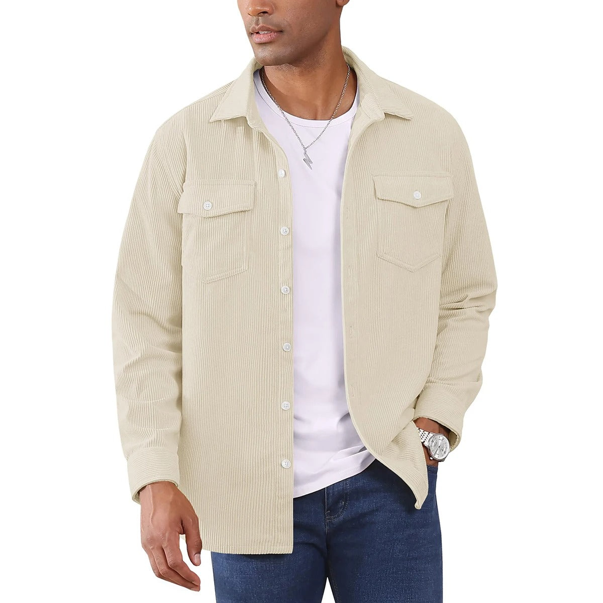 Leonardo – Heren Corduroy Overshirt met Lange Mouwen