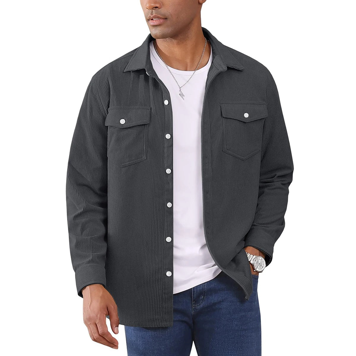 Leonardo – Heren Corduroy Overshirt met Lange Mouwen