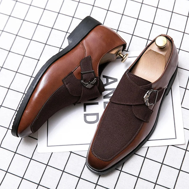 Lorenzo – Zwart Leren Monkstrap Schoenen voor Mannen