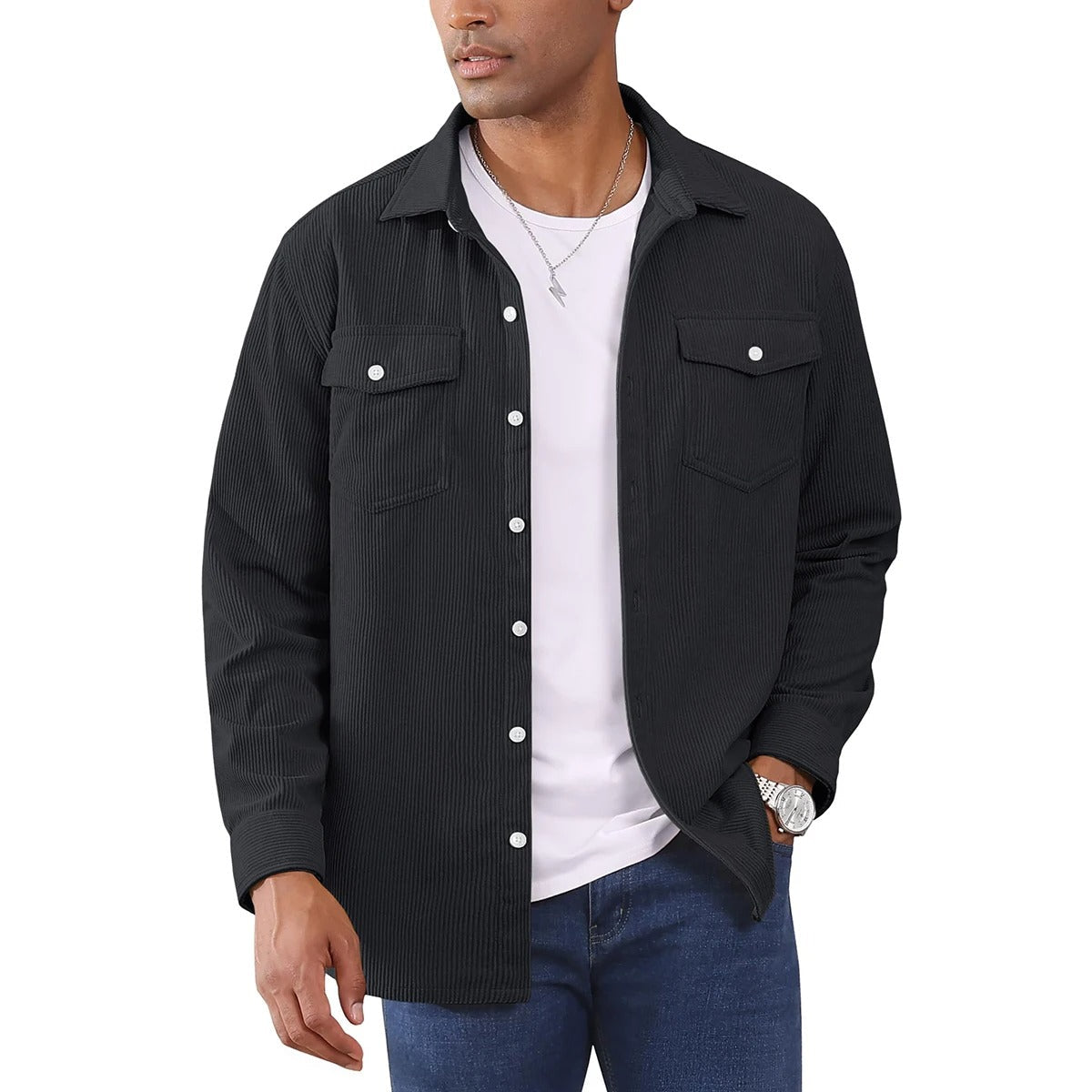 Leonardo – Heren Corduroy Overshirt met Lange Mouwen