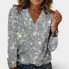 Elena – Glanzende V-Hals Dames Feest Blouse