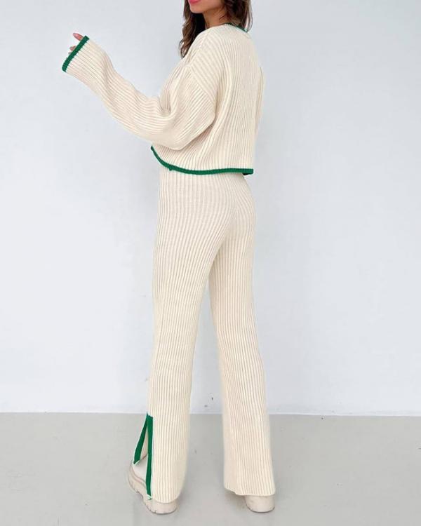 Sartoria™️ Randversierde jas & Casual broek Tweedelige sets