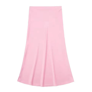 Isabella – Satijnen A-Lijn Damesrok met Hoge Taille