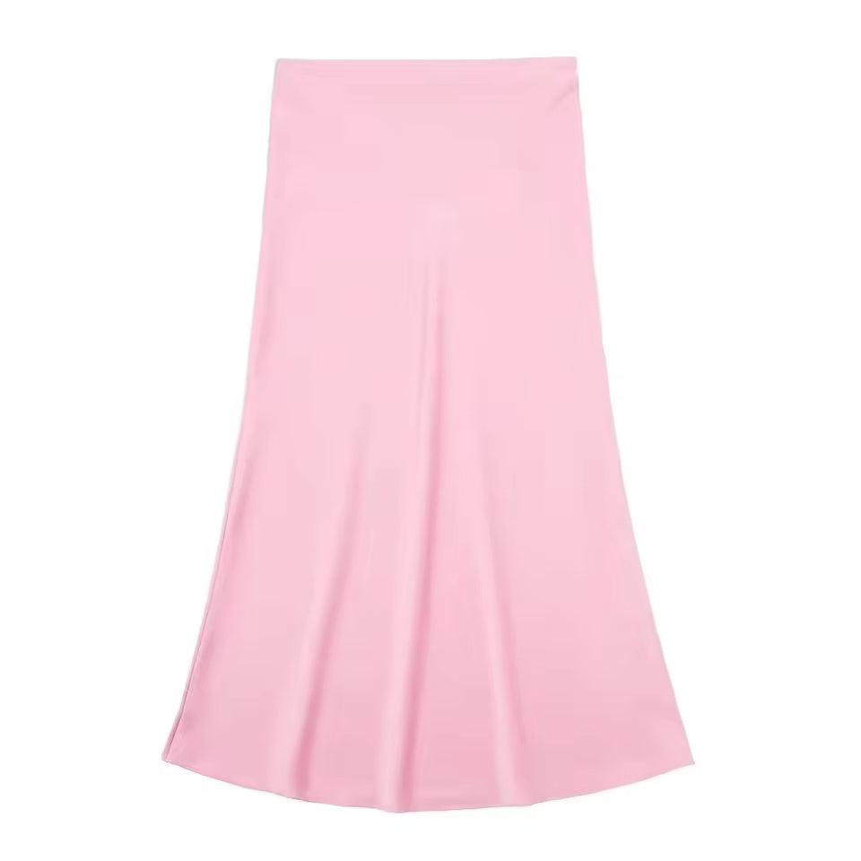Isabella – Satijnen A-Lijn Damesrok met Hoge Taille