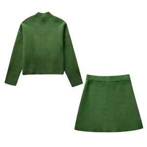 Isabella – Elegante Gebreide Dames Sweater & Rok Set