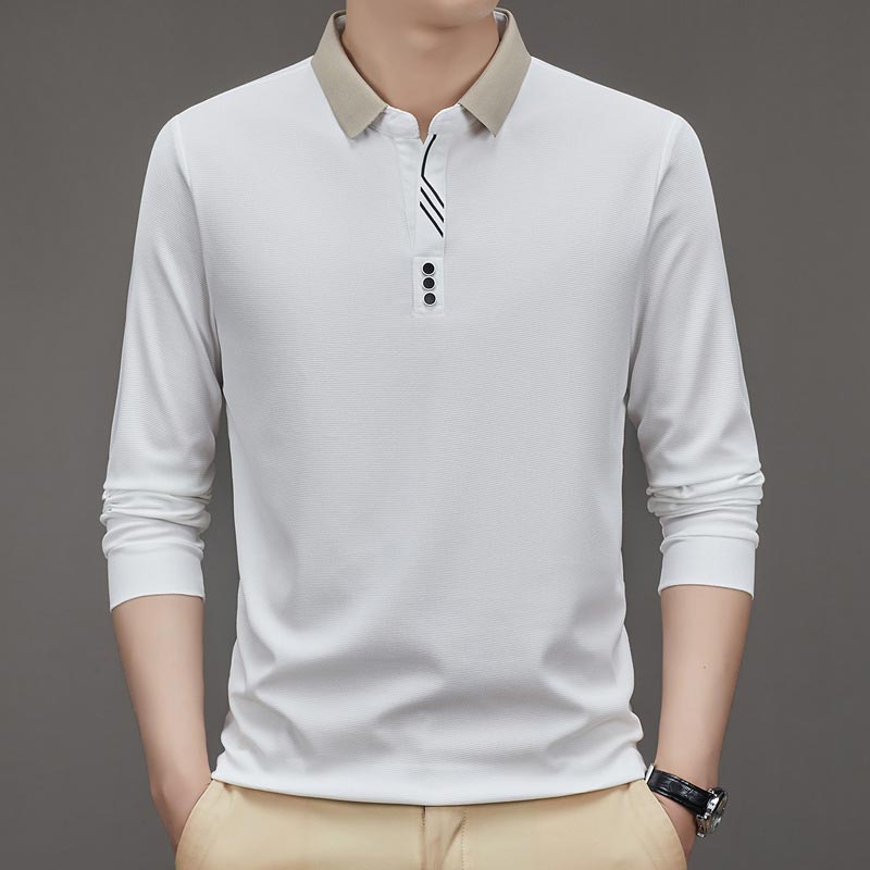 Alessia™ Casual effen longsleeve heren polo