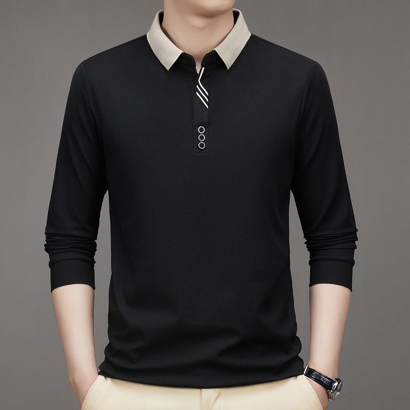 Alessia™ Casual effen longsleeve heren polo