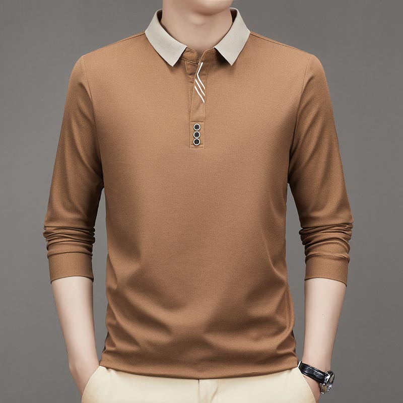 Alessia™ Casual effen longsleeve heren polo