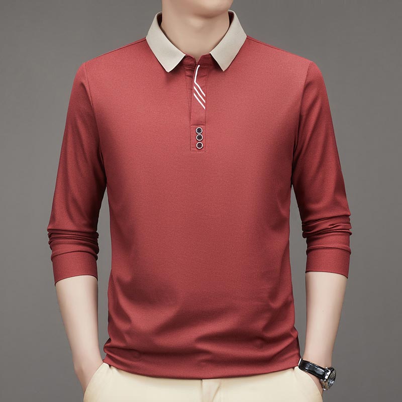 Alessia™ Casual effen longsleeve heren polo