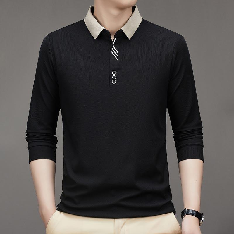Alessia™ Casual effen longsleeve heren polo