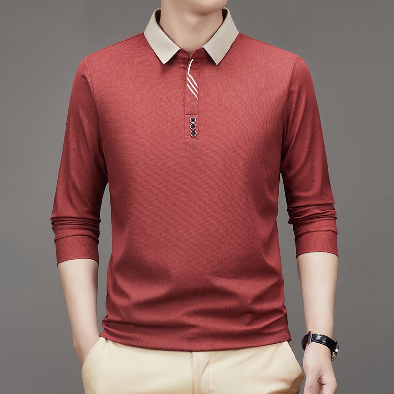 Alessia™ Casual effen longsleeve heren polo