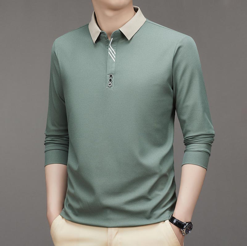 Alessia™ Casual effen longsleeve heren polo