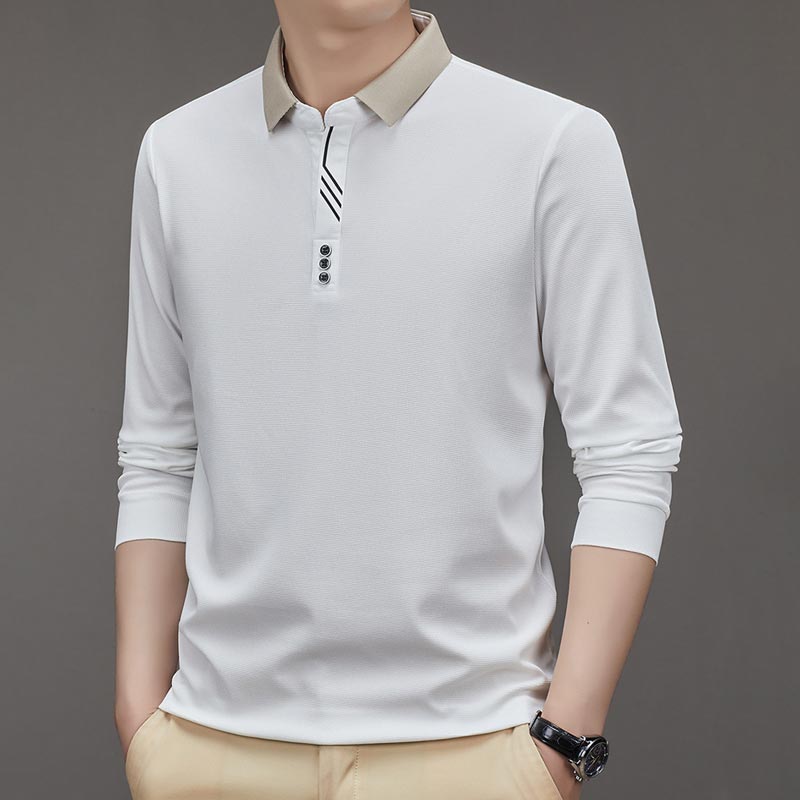 Alessia™ Casual effen longsleeve heren polo