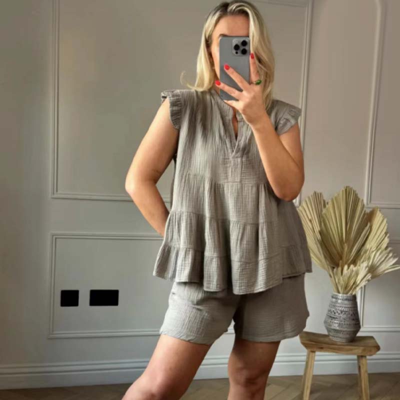 CarloSantini Korte Broek & Top Met Ruches