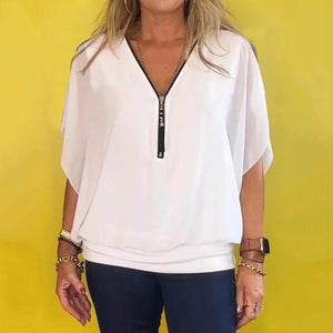 ElenaSantini Casual Top met Chiffon Ritssluiting