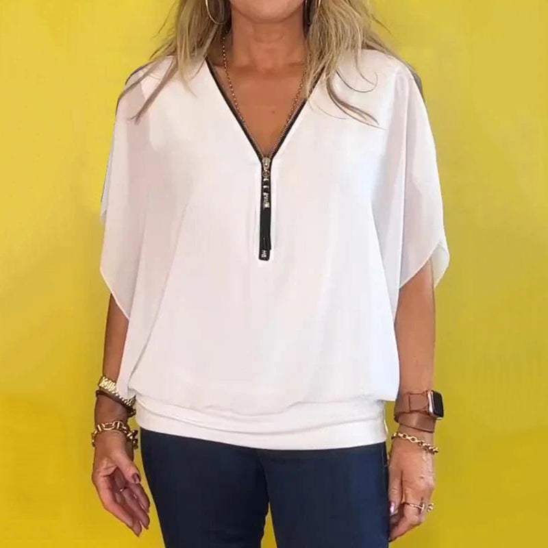 ElenaSantini Casual Top met Chiffon Ritssluiting