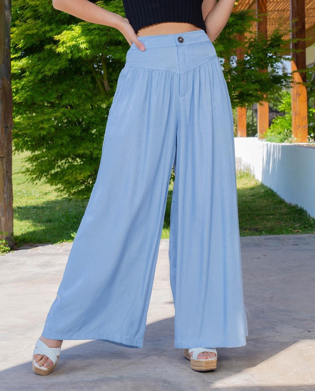 ValerioVenti Wijde Denim Damesbroek