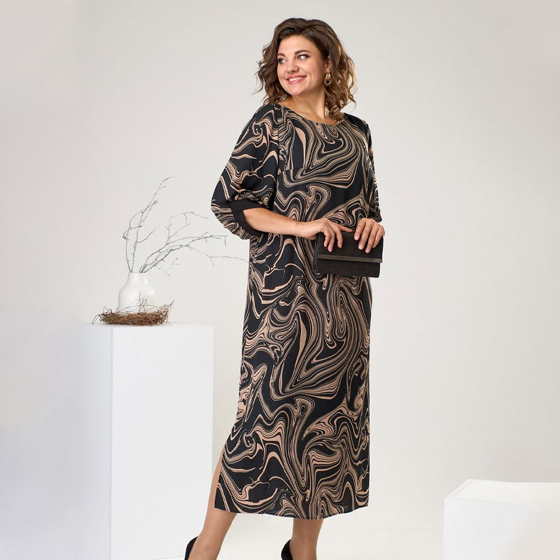 DarioFioravanti Maxi-jurk met marmeren mouw