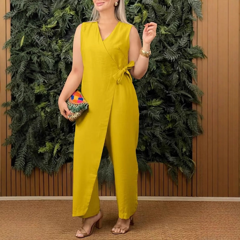 Elena – Vrouwelijke Jumpsuit met Relaxte Pasvorm en Elegante V-Hals