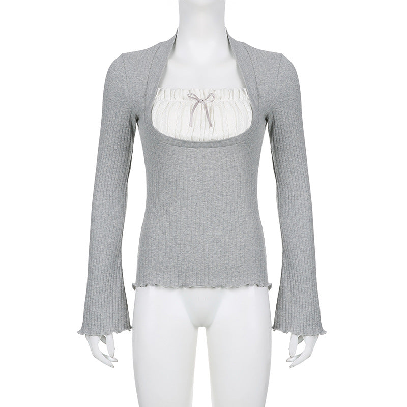 Elena – Slim Fit Dames Top met Kantaccent