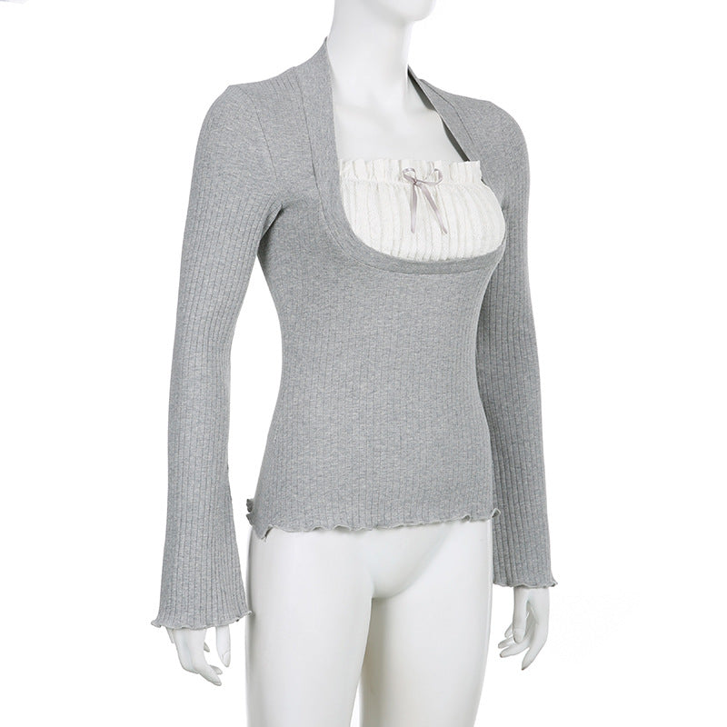 Elena – Slim Fit Dames Top met Kantaccent