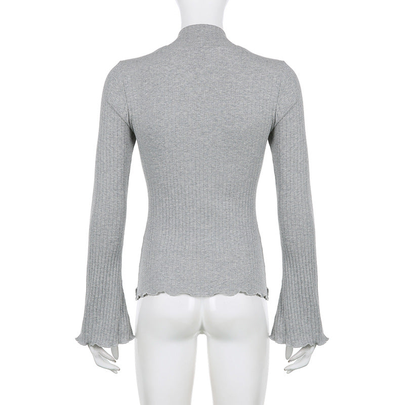 Elena – Slim Fit Dames Top met Kantaccent