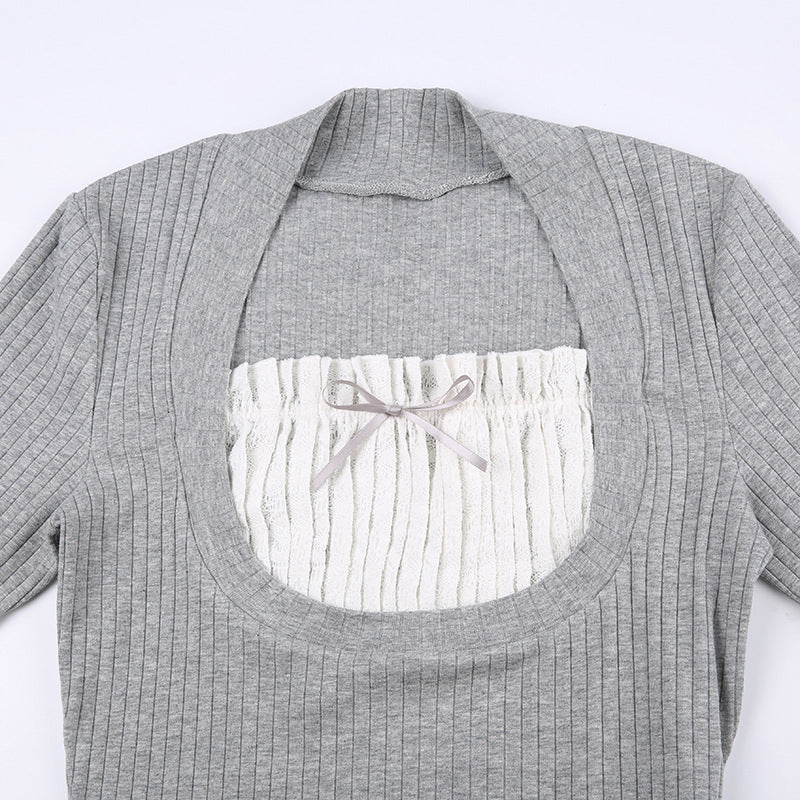 Elena – Slim Fit Dames Top met Kantaccent