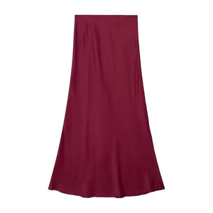 Isabella – Satijnen A-Lijn Damesrok met Hoge Taille