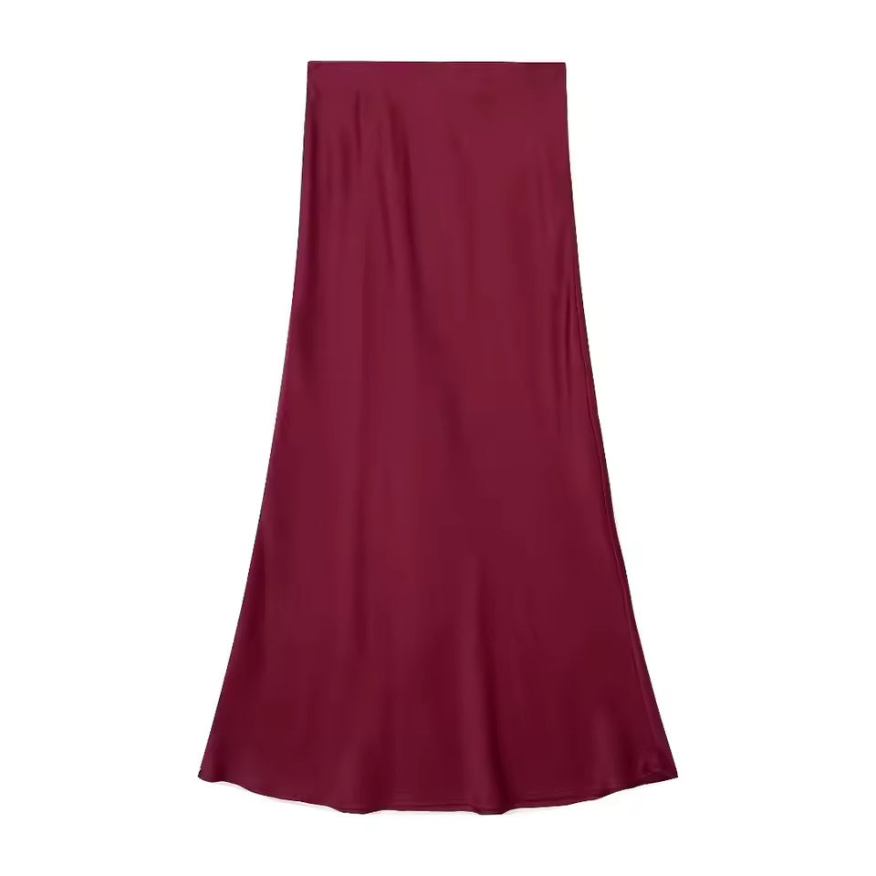 Isabella – Satijnen A-Lijn Damesrok met Hoge Taille